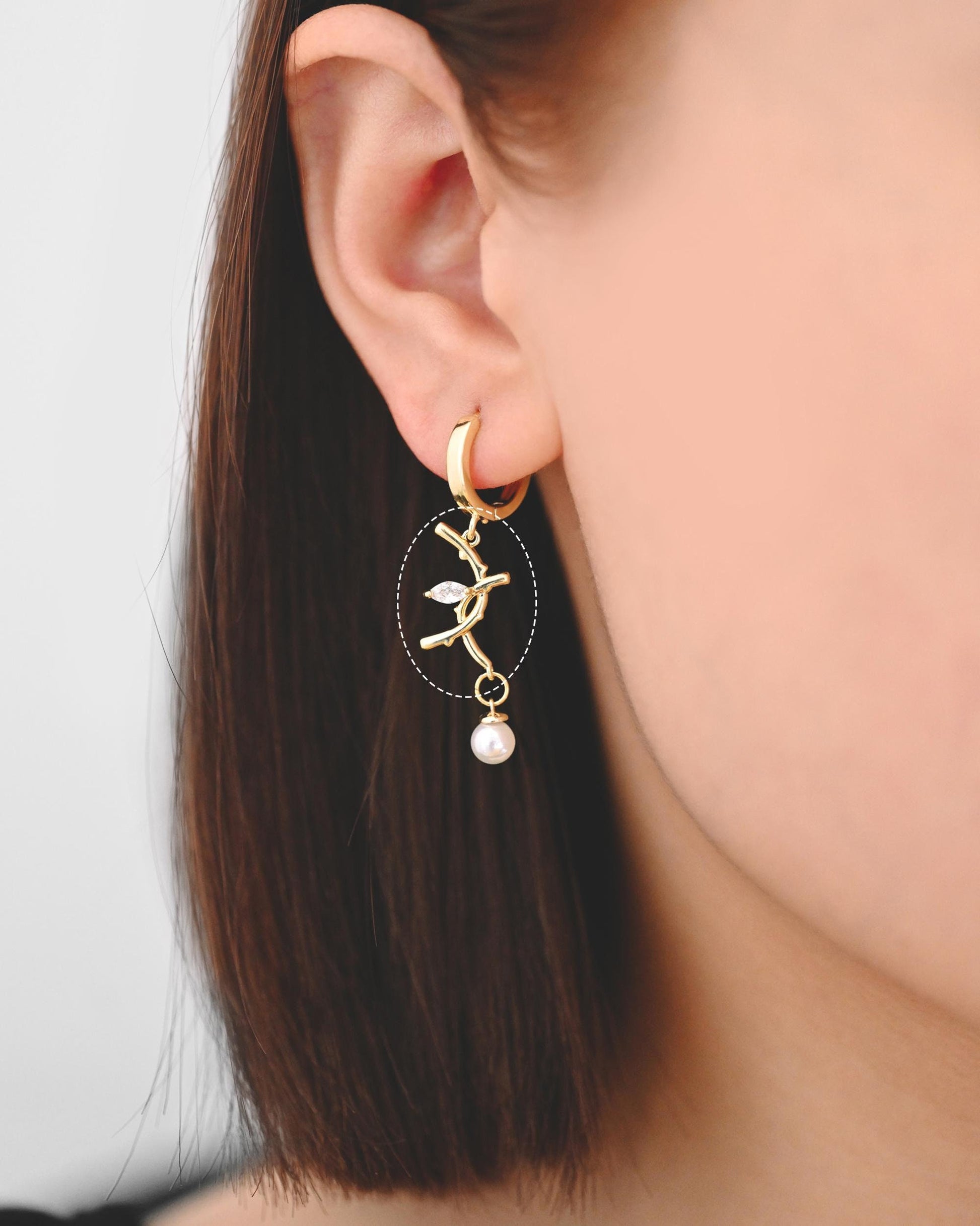 10pcs CZ Pave Branch Connectors 18x10mm, Gold plated Brass Branch charms with Two Loops (GB-3145-D)