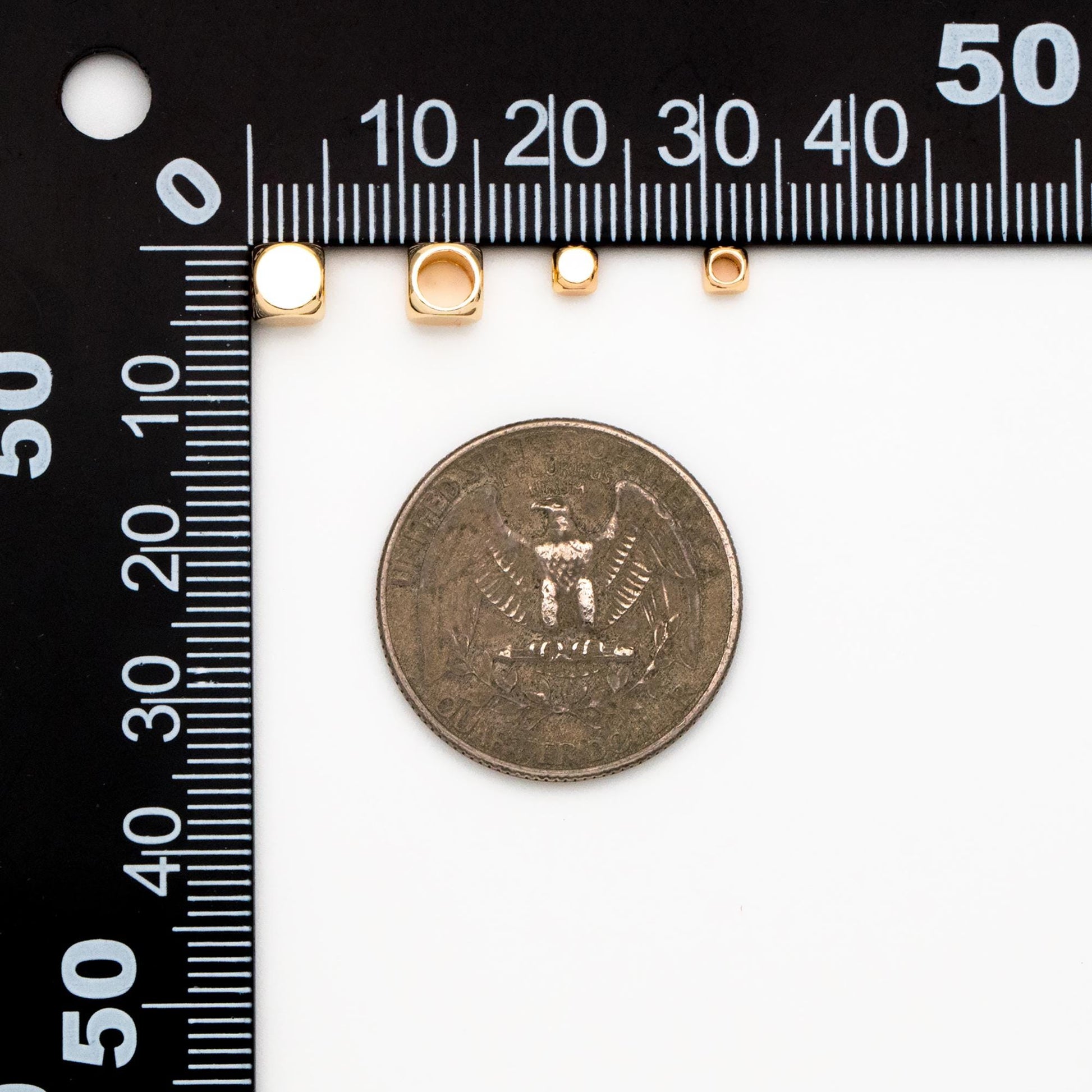 20pcs Gold Cube Spacer Beads 3/5mm, Real Gold plated Brass Faceted Round Beads, Lead Nickel Free (GB-086)