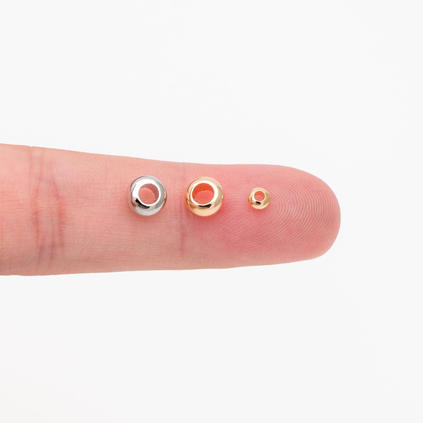 20pcs Gold/ Silver Rondelle Spacer Beads 3.5/ 6mm, Gold/ Rhodium plated Brass Large Hole Saucer Beads (GB-239)