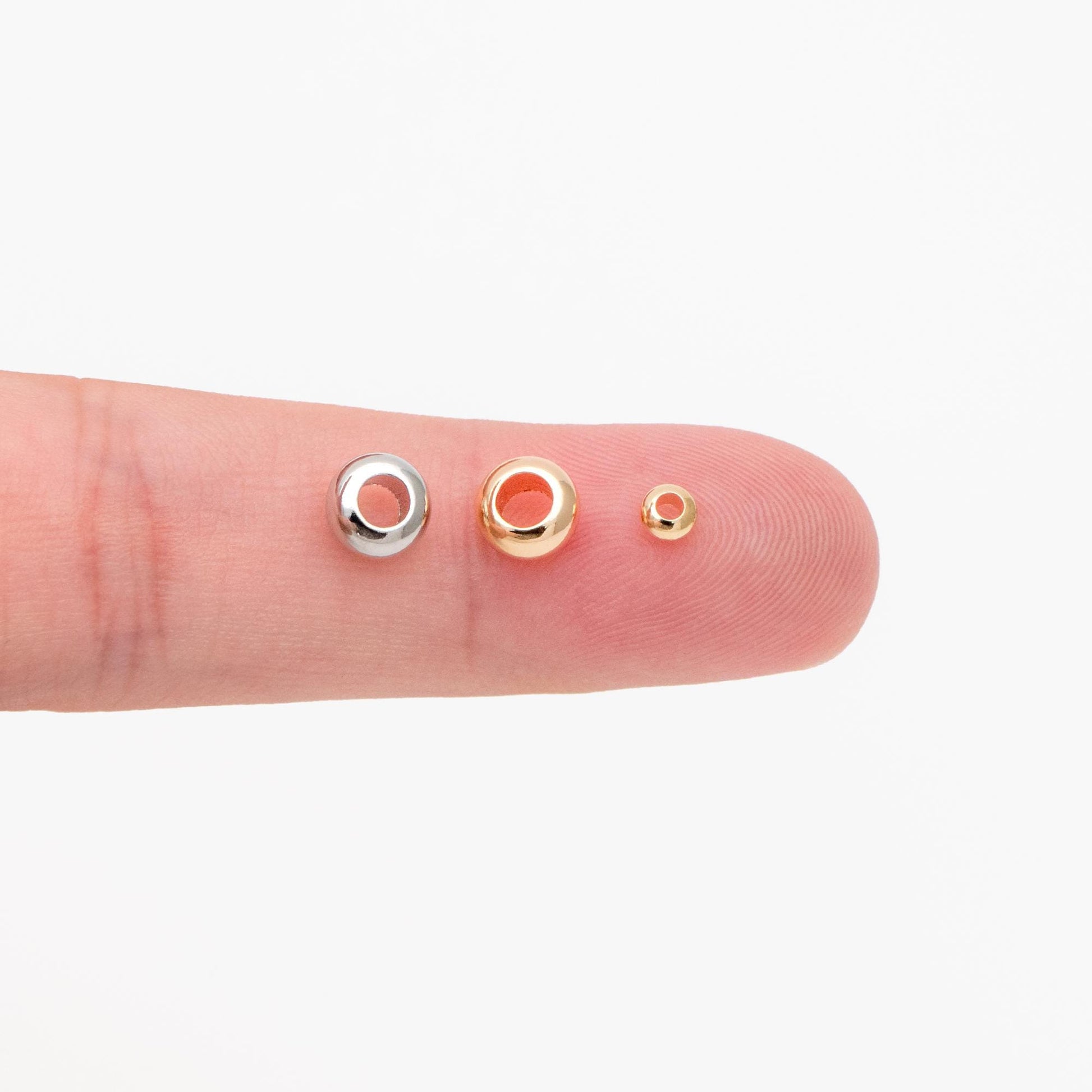 20pcs Gold/ Silver Rondelle Spacer Beads 3.5/ 6mm, Gold/ Rhodium plated Brass Large Hole Saucer Beads (GB-239)