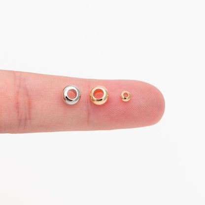 20pcs Gold/ Silver Rondelle Spacer Beads 3.5/ 6mm, Gold/ Rhodium plated Brass Large Hole Saucer Beads (GB-239)