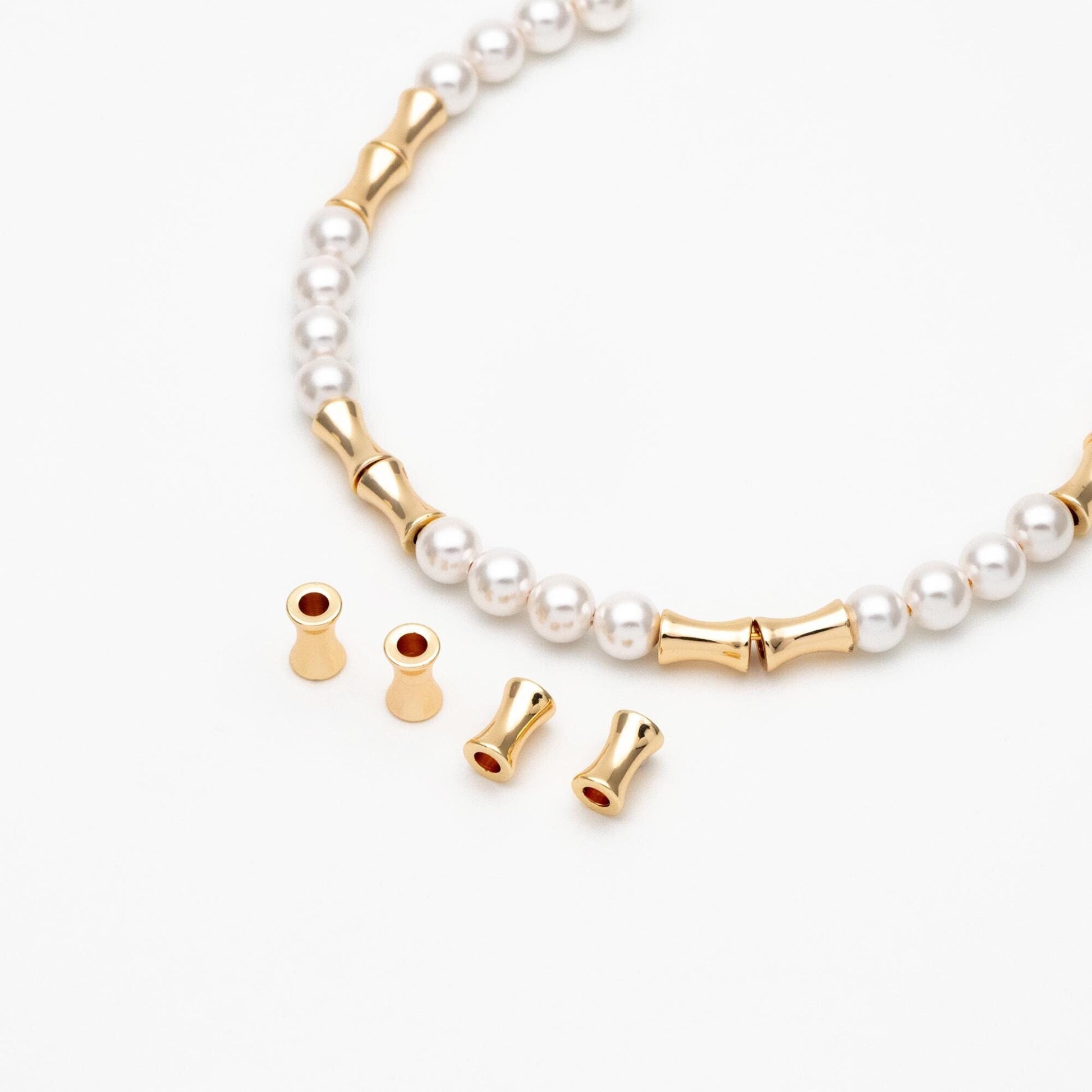 20pcs Gold plated Brass Tube Spacer Beads 8x5mm, DIY Jewelry Making Supplies Wholesale (GB-657)