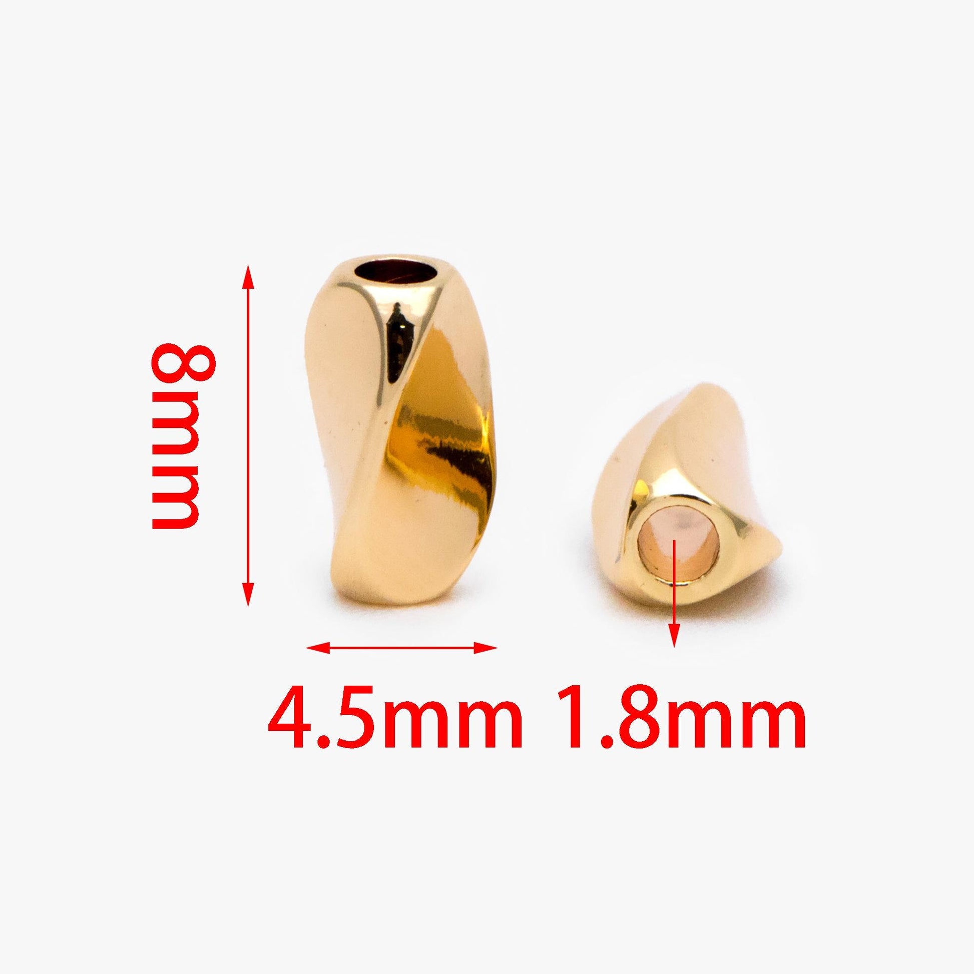 10pcs Gold Tube Beads 8x4.5mm, Real Gold plated Brass Tube Spacer Beads (GB-1393)