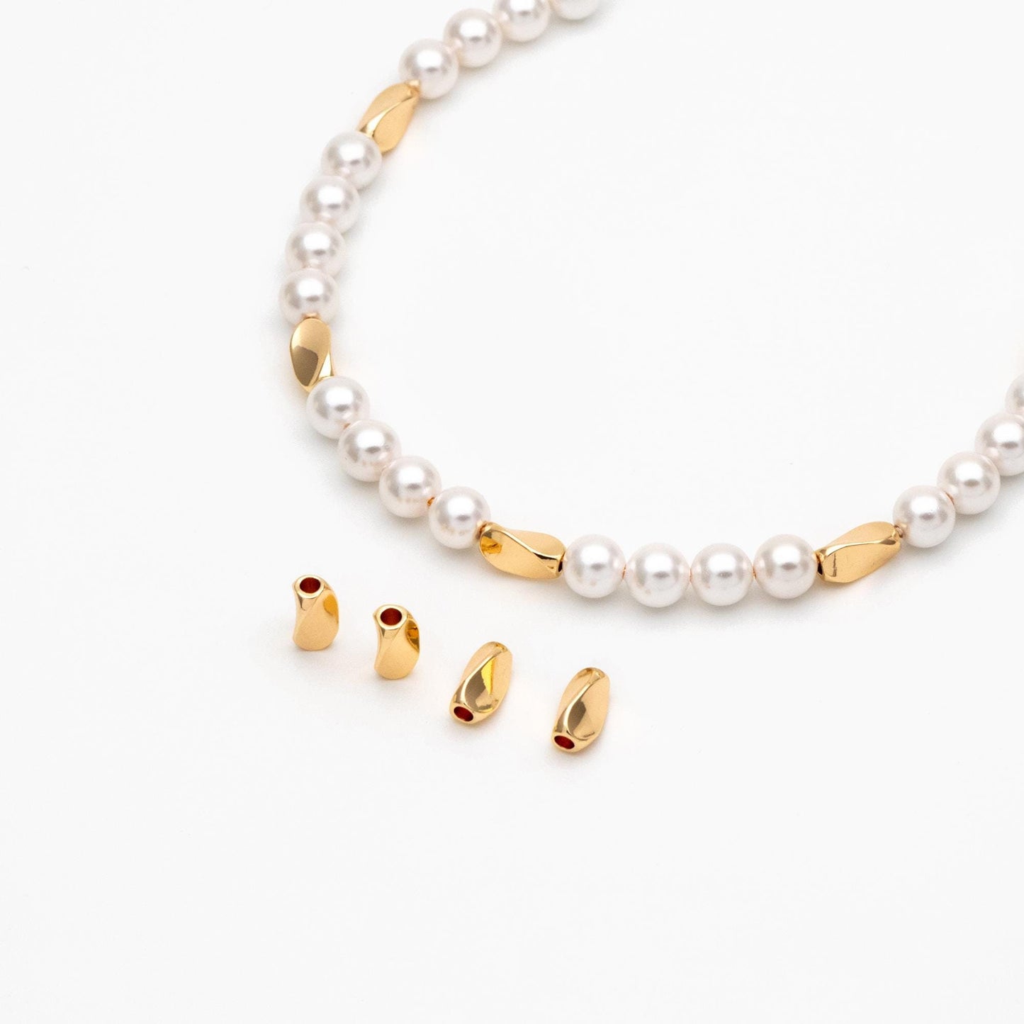 10pcs Gold Tube Beads 8x4.5mm, Real Gold plated Brass Tube Spacer Beads (GB-1393)