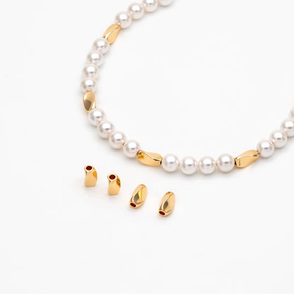 10pcs Gold Tube Beads 8x4.5mm, Real Gold plated Brass Tube Spacer Beads (GB-1393)