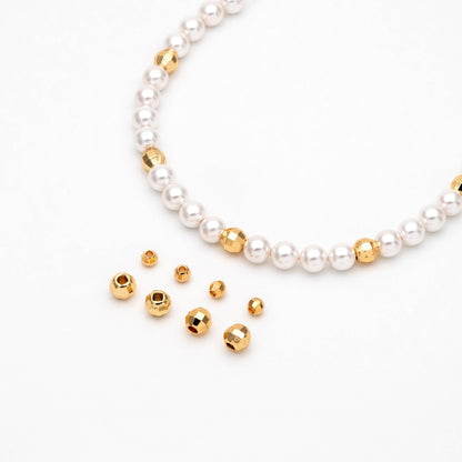 20pcs Gold plated Brass Faceted Spacer Beads 4/6mm, Jewelry Supply (GB-1400)