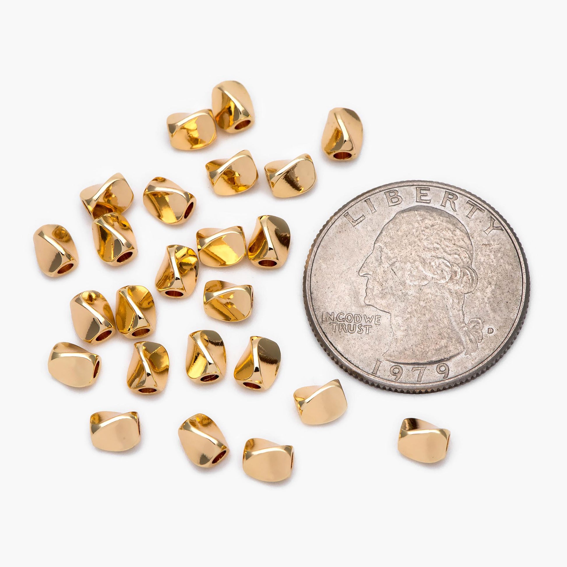 20pcs Gold Tube Beads 5x4.5mm, Real Gold plated Brass Tube Spacer Beads (GB-1763)