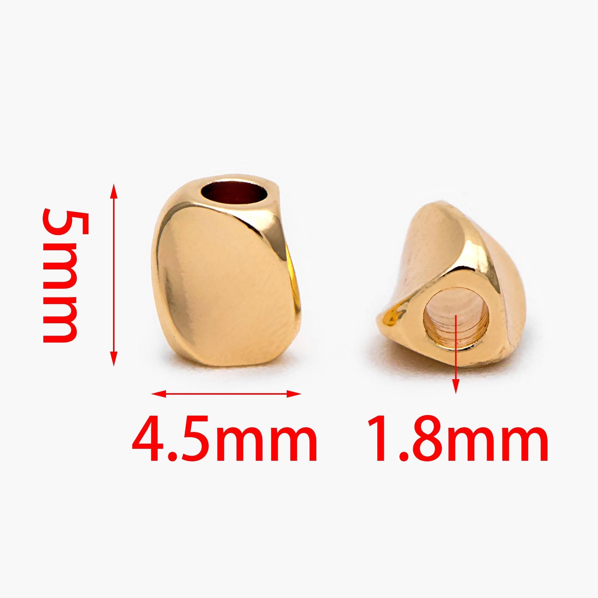 20pcs Gold Tube Beads 5x4.5mm, Real Gold plated Brass Tube Spacer Beads (GB-1763)