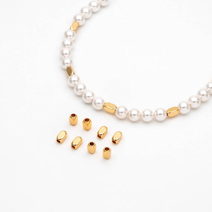 20pcs Gold Tube Beads 6x3mm, 18K Gold plated Brass, Oval Tube Spacer Beads (GB-1764)