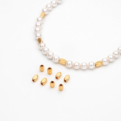 20pcs Gold Tube Beads 6x3mm, 18K Gold plated Brass, Oval Tube Spacer Beads (GB-1764)