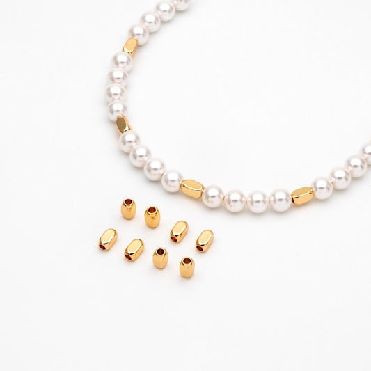 20pcs Gold Tube Beads 6x3mm, 18K Gold plated Brass, Oval Tube Spacer Beads (GB-1764)