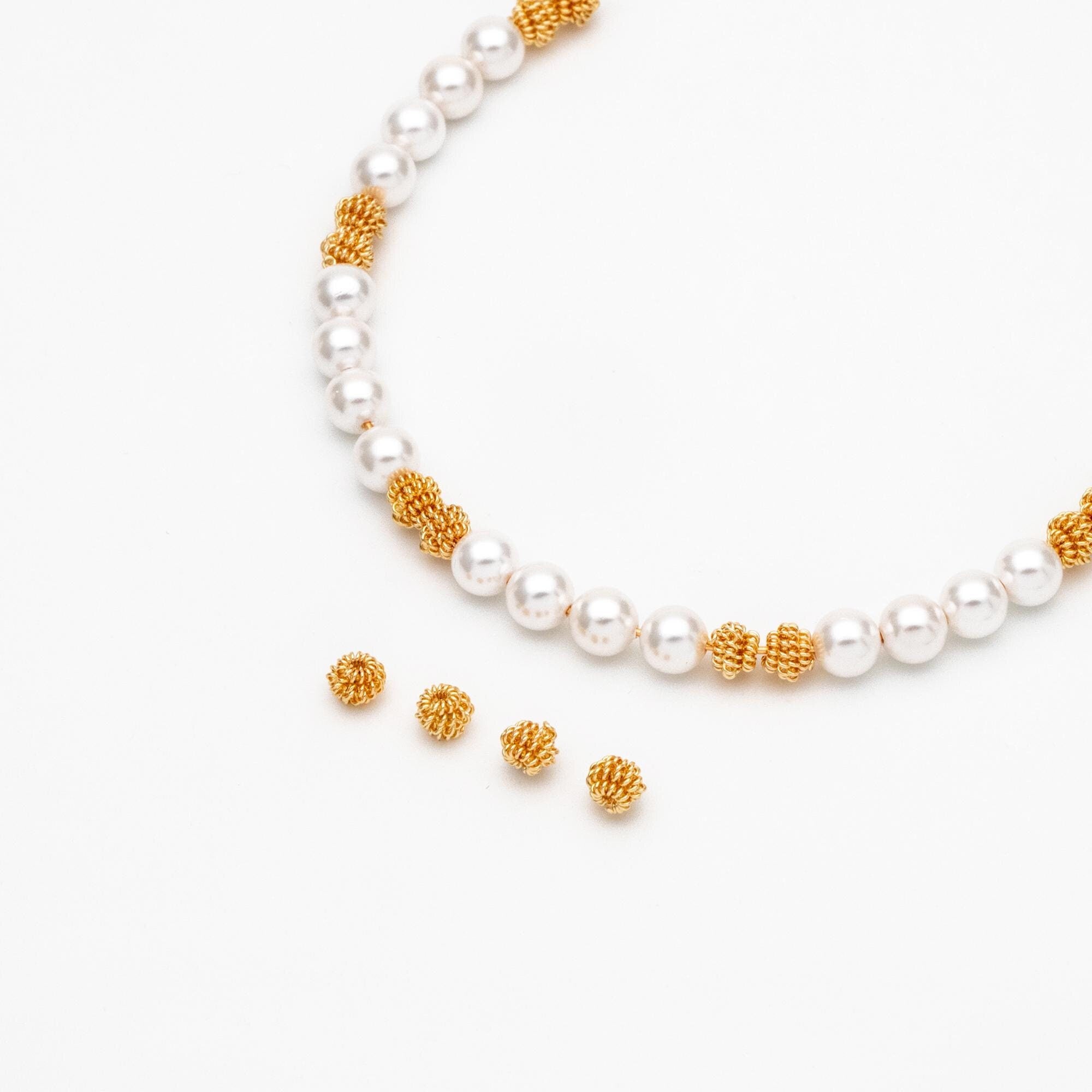 20pcs Gold Twisted Wire Ball Beads, Jewelry Making, Diy Material, Jewelry Supplies (GB-2960)