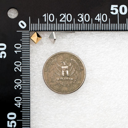 10pcs Gold/ Silver Tone Pyramid Earrings, Real Gold/ Rhodium Plated Brass Geometric Earring Studs (GB-4569)