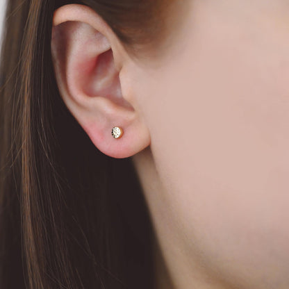 10pcs Gold/ Silver Hammered Round Coin Stud Earring, 18K Gold/ Rhodium plated Brass, Geometric Ear Posts (GB-2950)