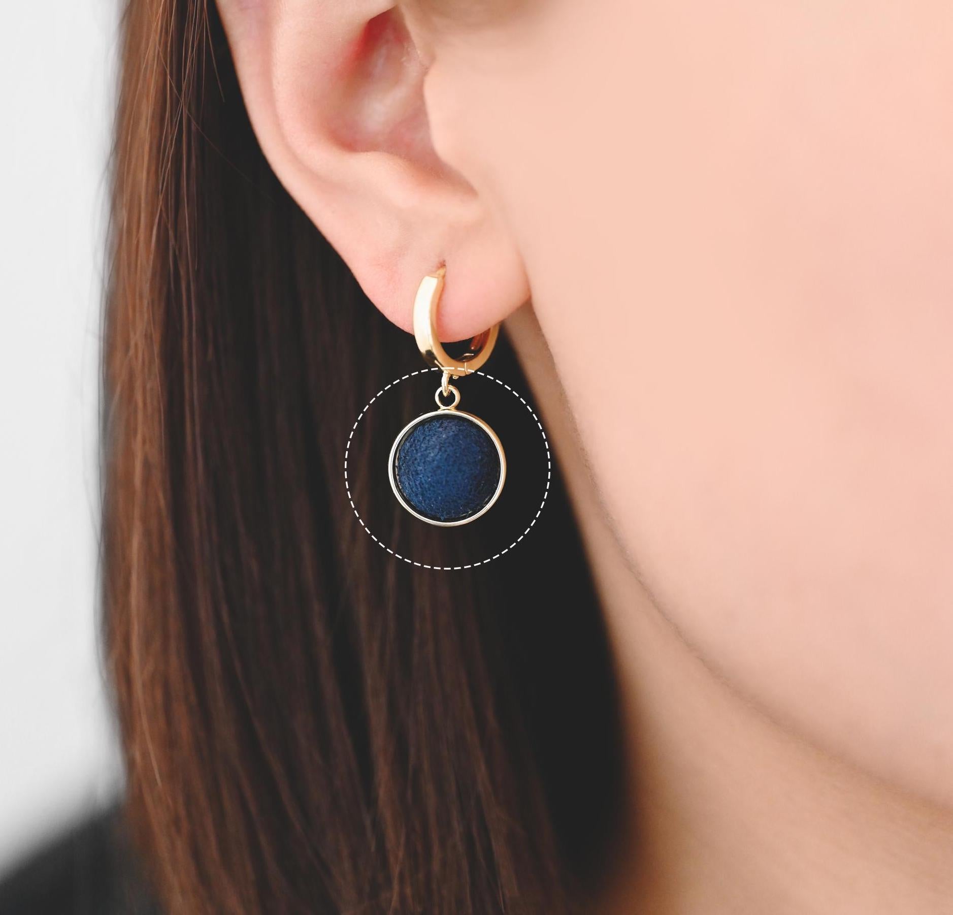 10pcs Gold Bezel Setting with Fabric Half Split Ball, Gold plated Brass Cabochon Earring Charm (GB-3048)