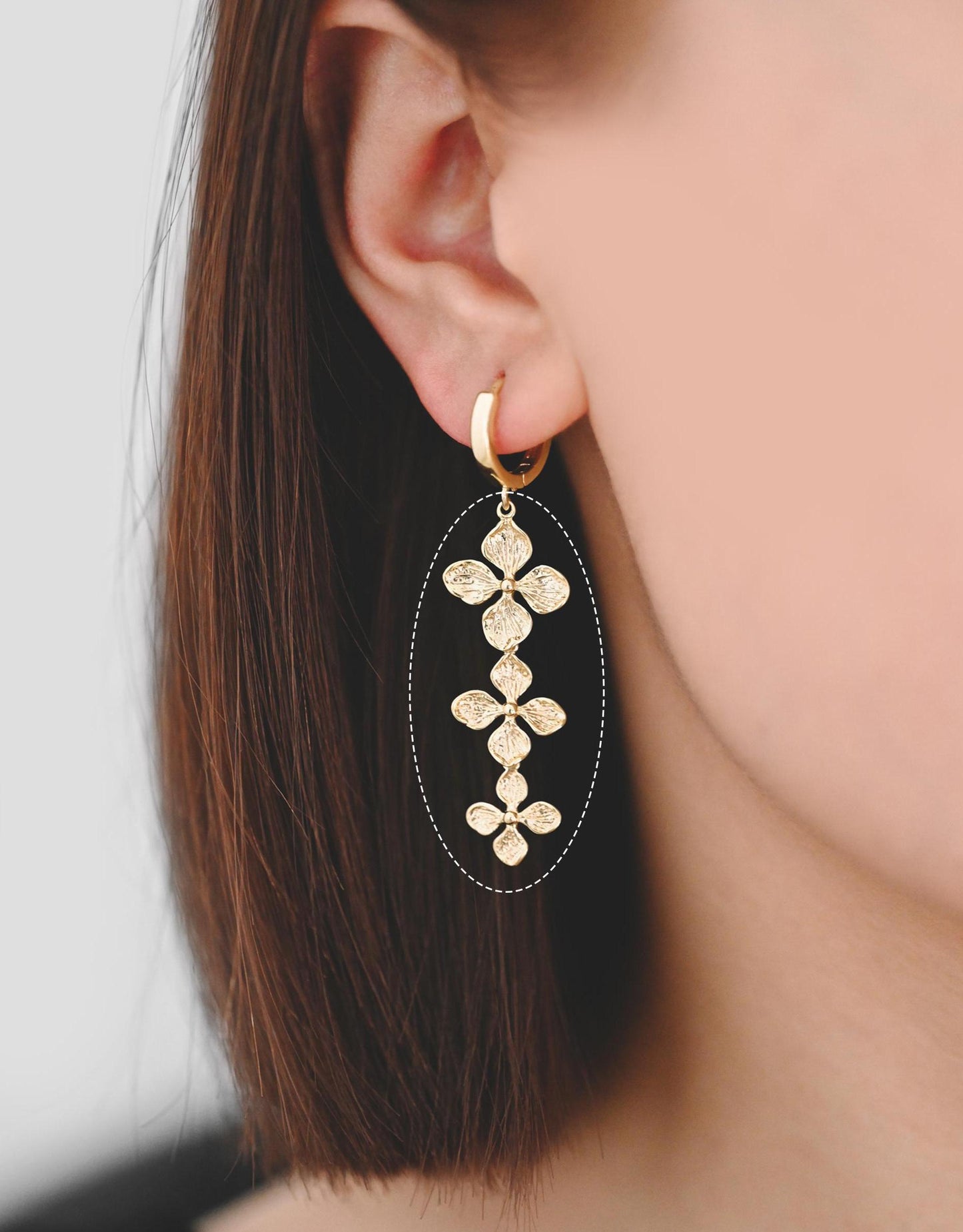 10pcs Gold plated Brass Flower Charm Pendant Connectors 42mm, Lead Nickel Free (GB-4391-F)