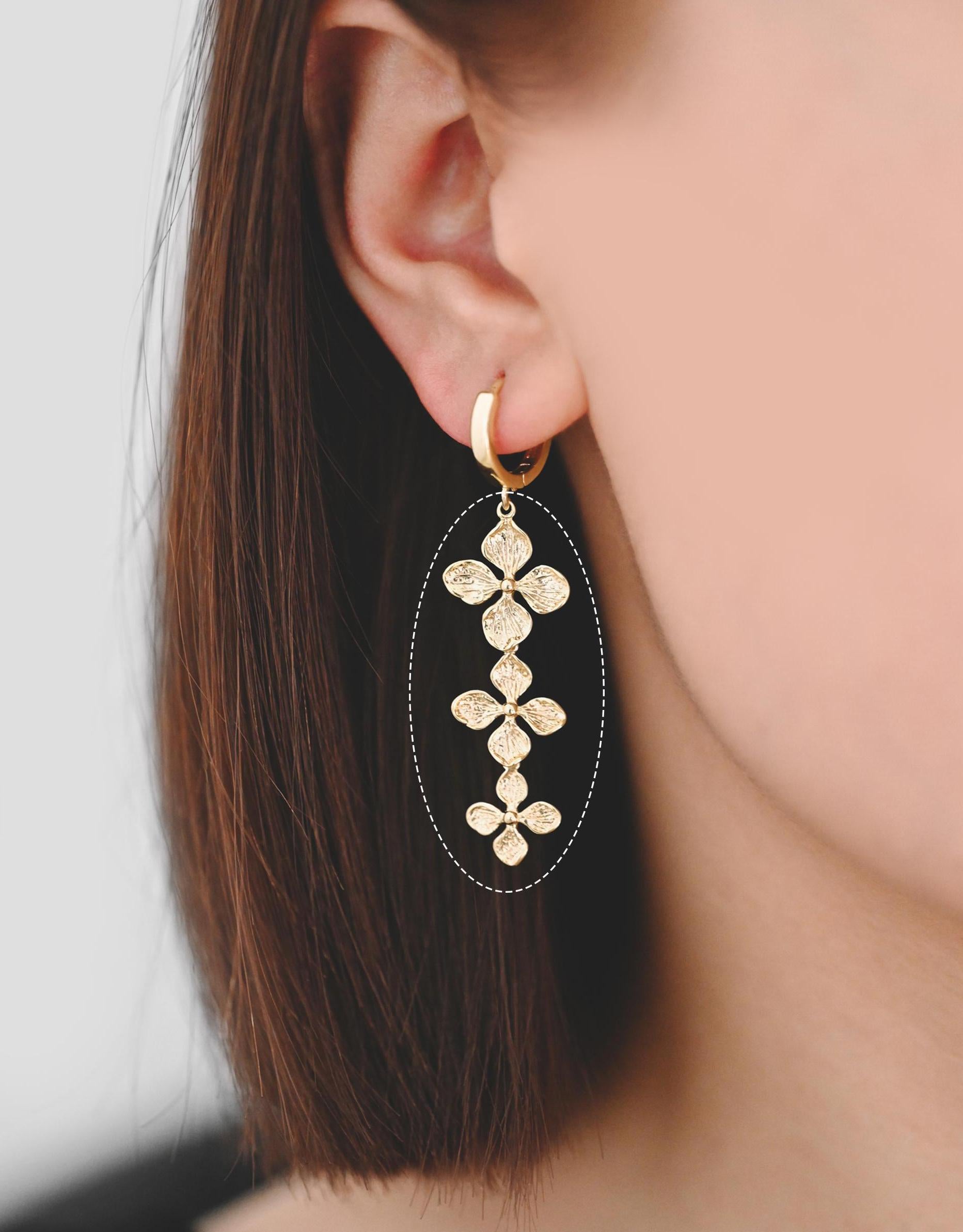 10pcs Gold plated Brass Flower Charm Pendant Connectors 42mm, Lead Nickel Free (GB-4391-F)