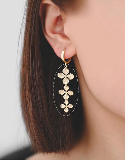 10pcs Gold plated Brass Flower Charm Pendant Connectors 42mm, Lead Nickel Free (GB-4391-F)