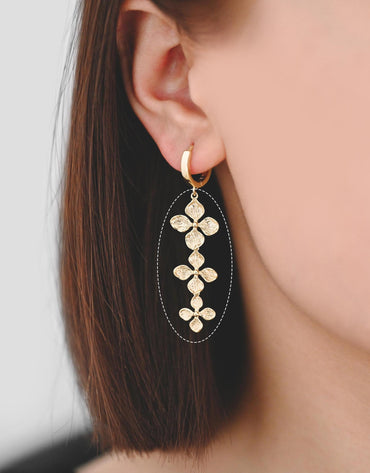 10pcs Gold plated Brass Flower Charm Pendant Connectors 42mm, Lead Nickel Free (GB-4391-F)