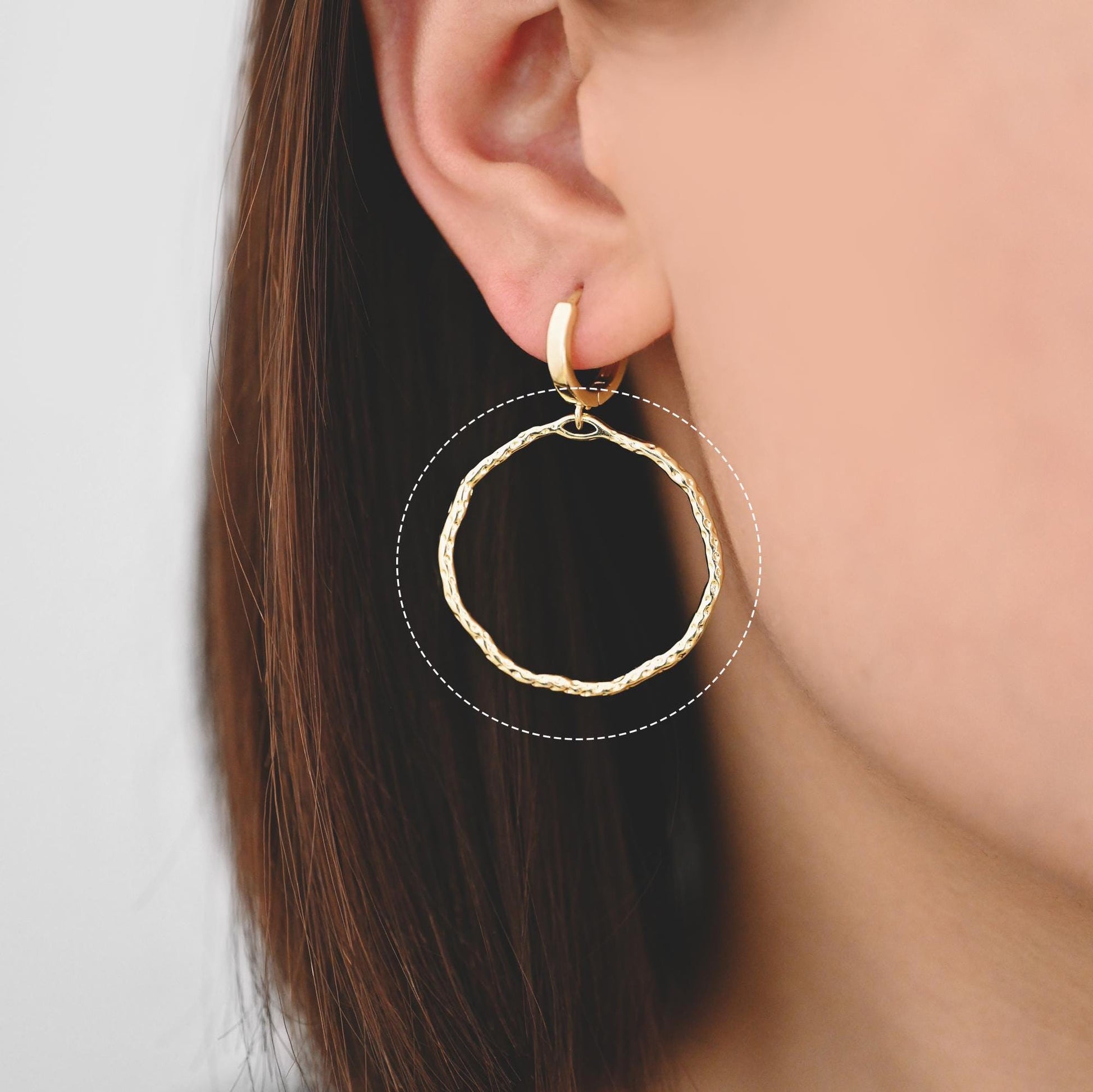 10pcs Gold Irregular Hoop Charms, 18K Gold plated Brass, Geometric Circle Pendants 32x30mm (GB-2750-F)