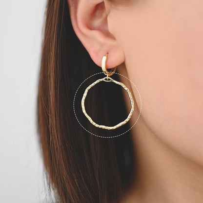 10pcs Gold Irregular Hoop Charms, 18K Gold plated Brass, Geometric Circle Pendants 32x30mm (GB-2750-F)