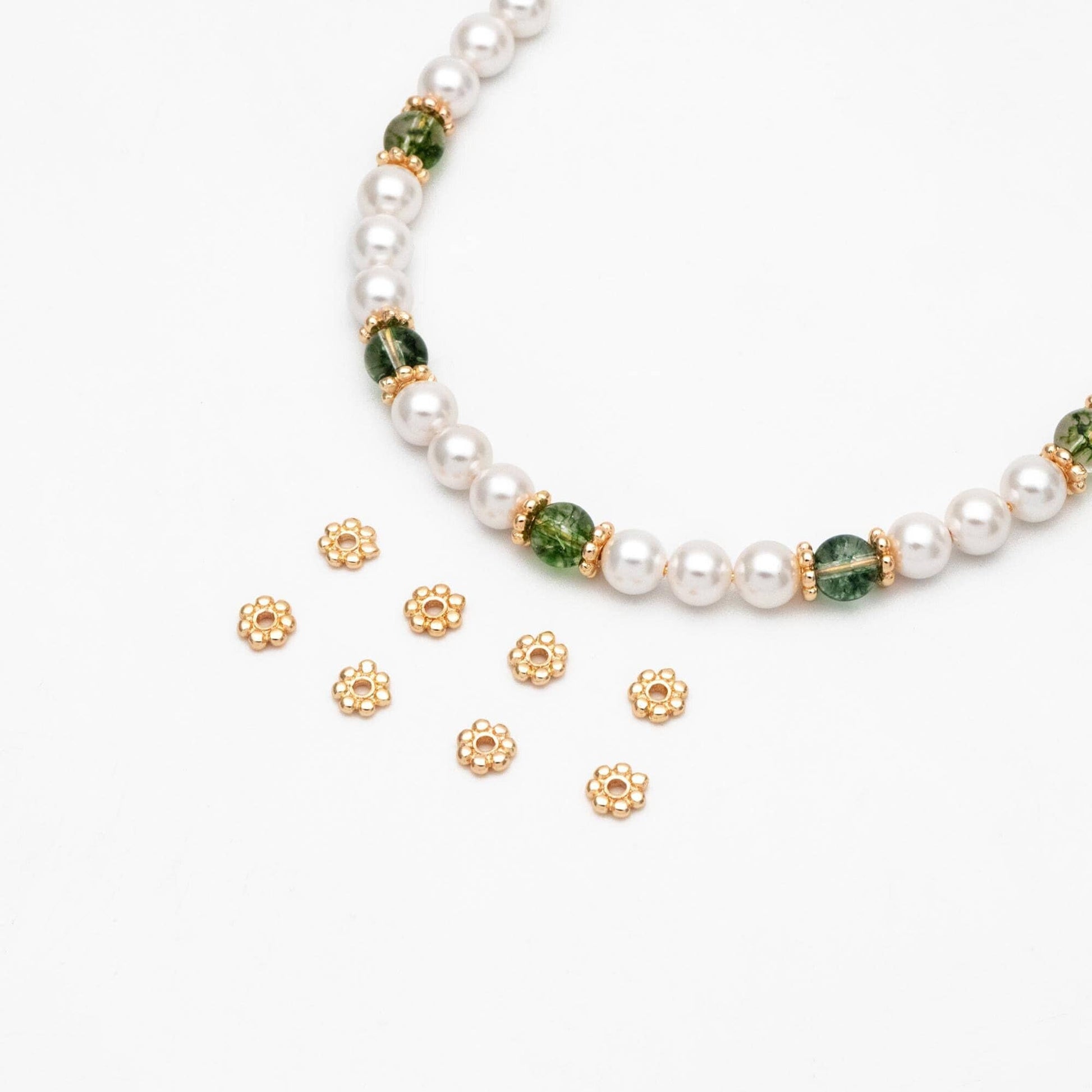 20pcs Gold Coin Spacer Beads 5.5mm, Gold plated Brass Flower Saucer Beads (GB-093)