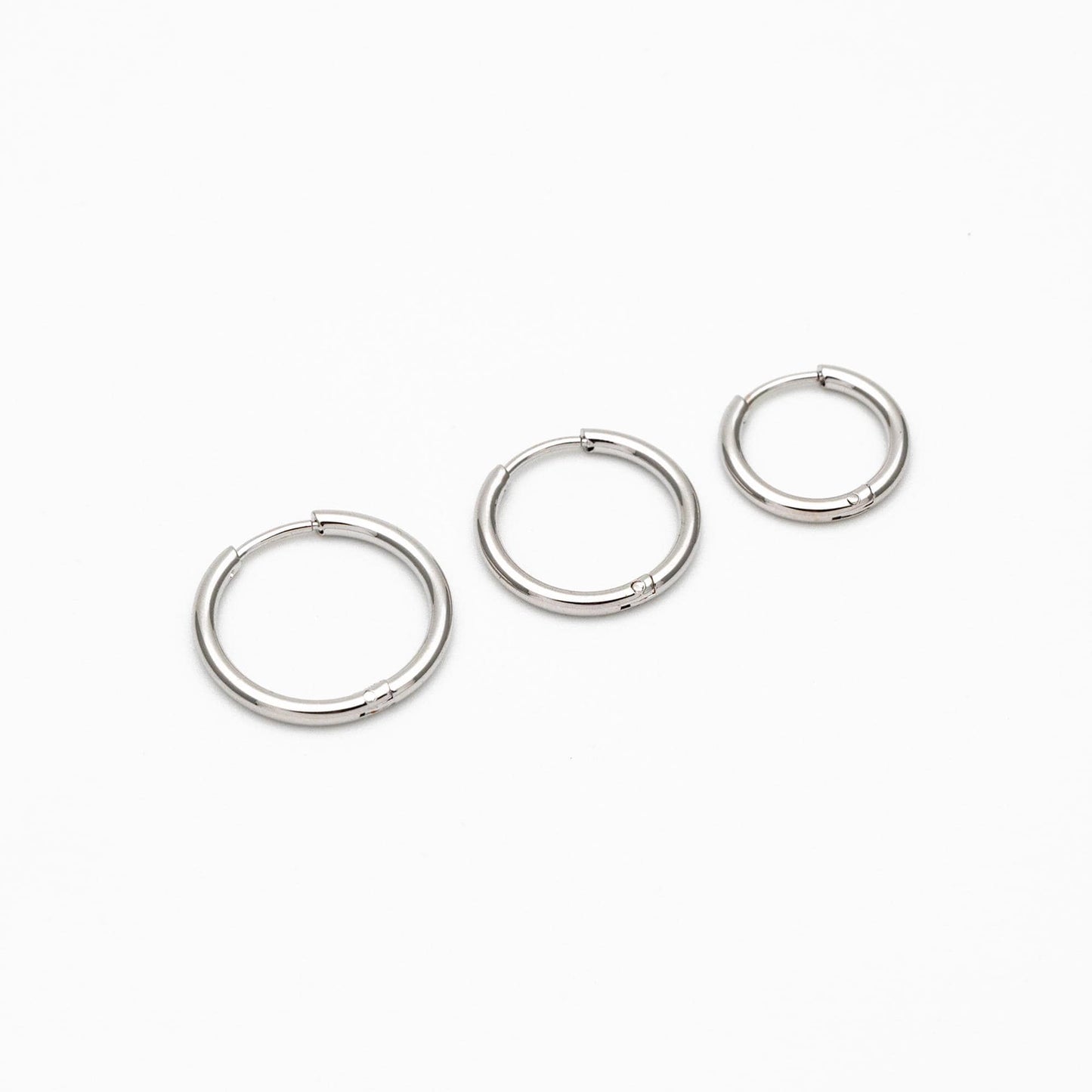 10pcs Gold/ Silver Rose Gold Huggie Hoop Earrings 14/ 16/ 18mm, Stainless Steel Hoops, Simple Hoops 1.6mm thick (GB-2200)