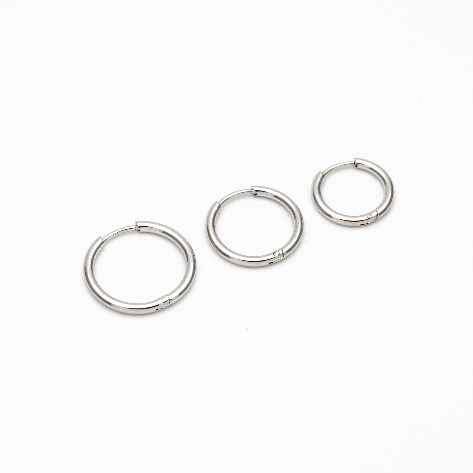 10pcs Gold/ Silver Rose Gold Huggie Hoop Earrings 14/ 16/ 18mm, Stainless Steel Hoops, Simple Hoops 1.6mm thick (GB-2200)