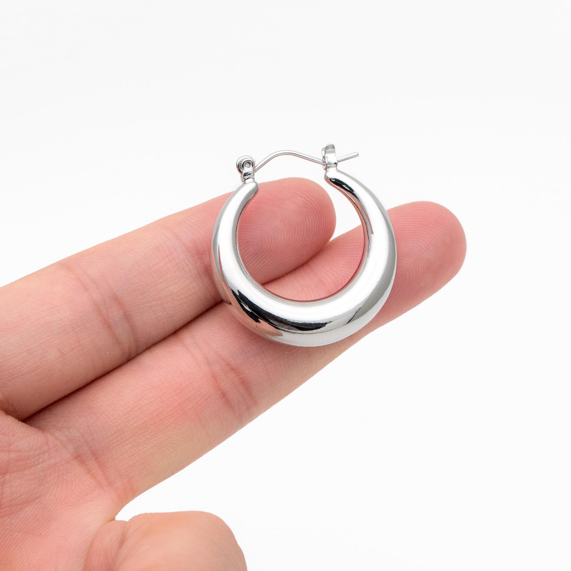 4pcs Gold/ Silver Tone U-Shaped Earrings, Real Gold/ Rhodium plated Brass, Minimalist Hoop Earrings (GB-4592)