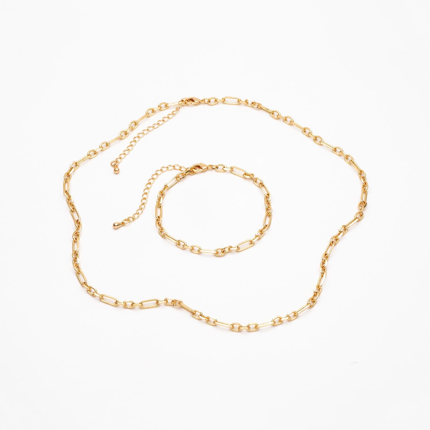 Dainty Gold Oval Chains 2.4/ 3.2/ 3.6mm, Finished Bracelet/ Anklet/ Necklace with Extender Chain, Ready to Wear (#LK-275)