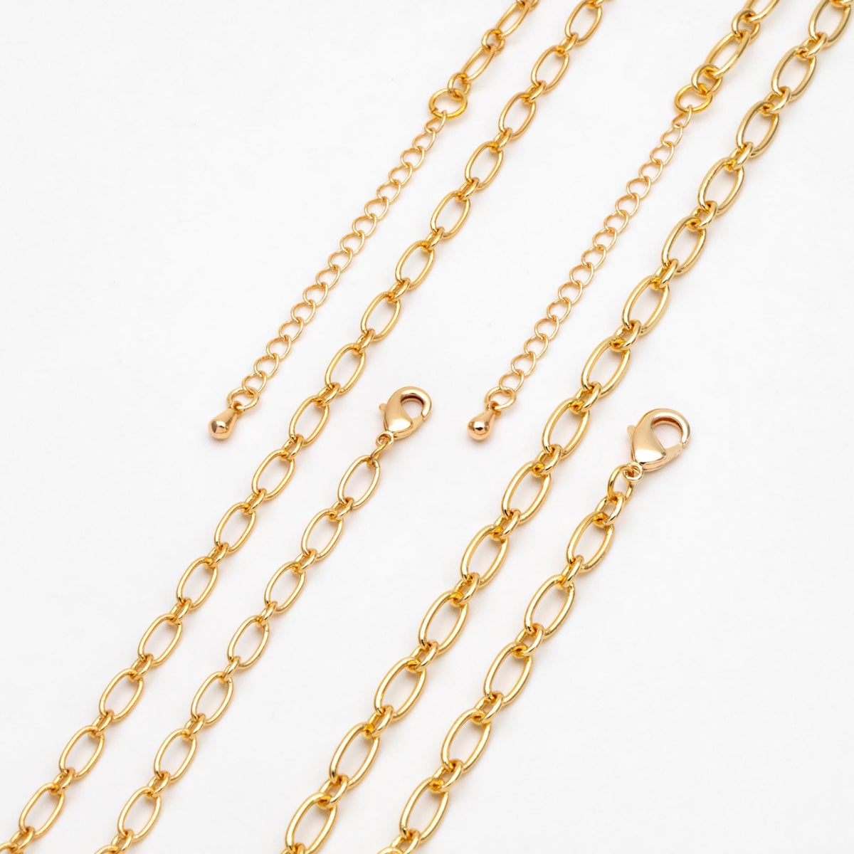 Dainty Gold/ Silver Oval Cable Chains 4/ 4.7mm, Finished Bracelet/ Anklet/ Necklace with Extender Chain, Ready to Wear (#LK-329)