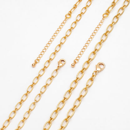 Dainty Gold/ Silver Oval Cable Chains 4/ 4.7mm, Finished Bracelet/ Anklet/ Necklace with Extender Chain, Ready to Wear (#LK-329)