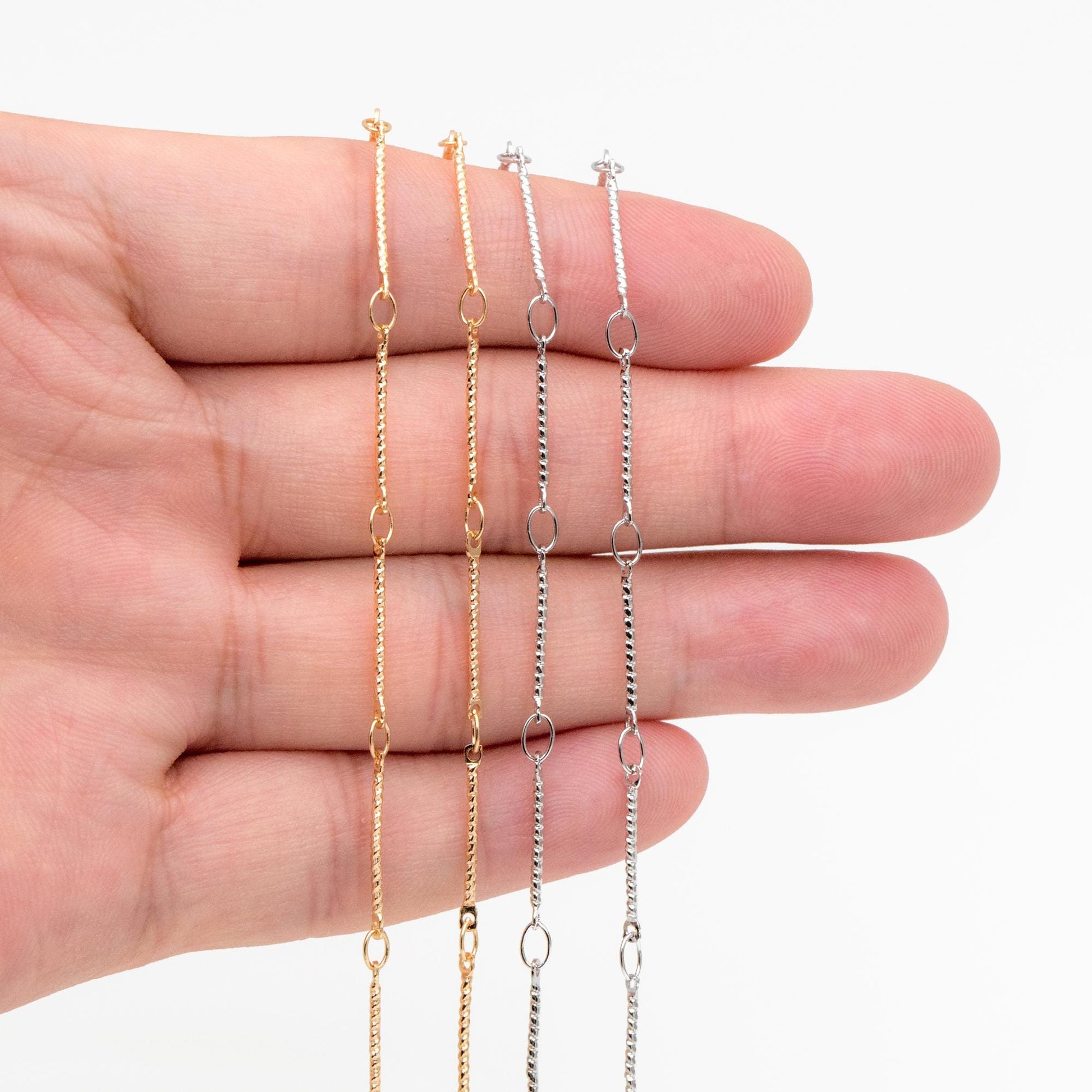 Gold/ Rhodium plated Brass Bar Chains, 15.5mm Stick Bar connector, Jewelry Craft Chain Wholesale (#LK-425)/ 1 Meter=3.3 ft