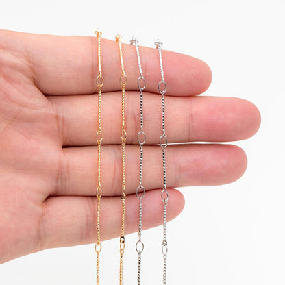 Gold/ Rhodium plated Brass Bar Chains, 15.5mm Stick Bar connector, Jewelry Craft Chain Wholesale (#LK-425)/ 1 Meter=3.3 ft
