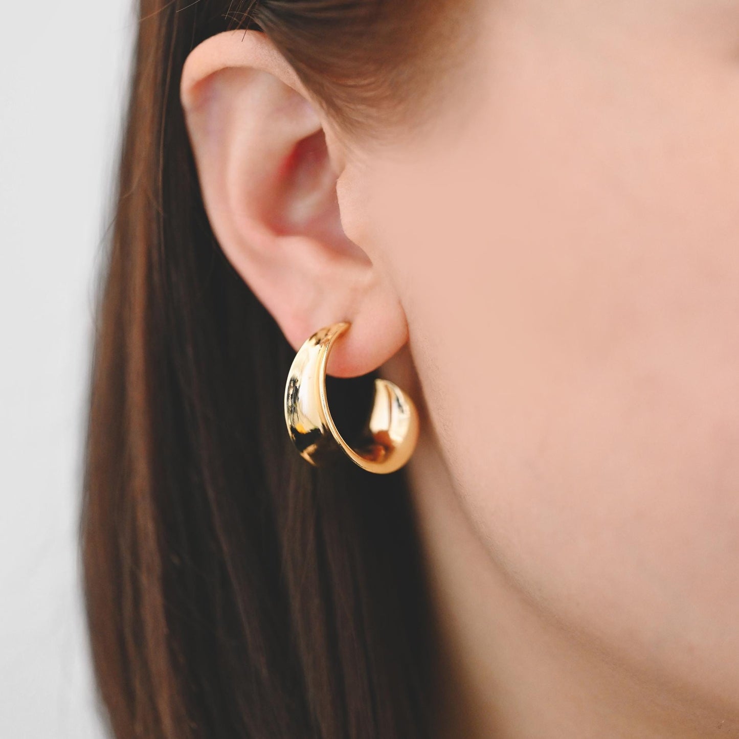 4pcs Gold Minimalist C Shape Earring Posts, 18K Gold plated Brass Ear Posts, Stud Earrings (GB-2828)
