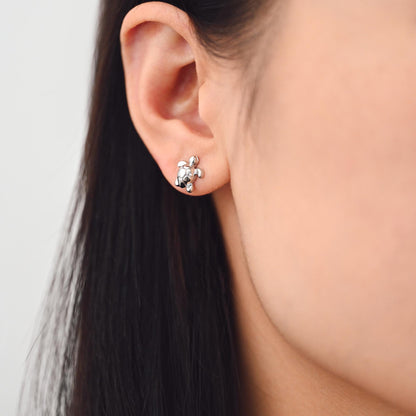 10pcs Gold/ Silver Turtle Earrings, Gold/ Rhodium Plated Brass, Minimalist Stud Earrings (GB-3845)