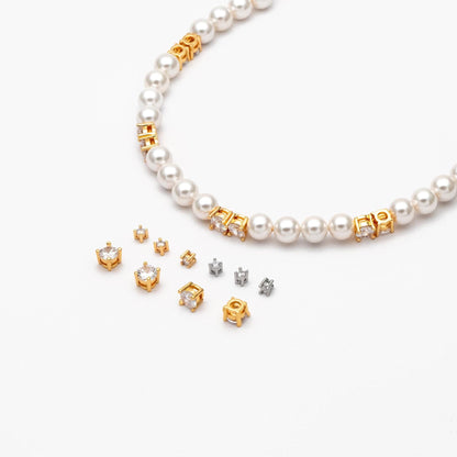 10pcs CZ pave Gold/ Silver Cube Beads 2.5/ 4mm, 18K Gold/ Rhodium plated Brass Spacer Beads, Jewelry Making Diy Material Supplies (GB-3192)