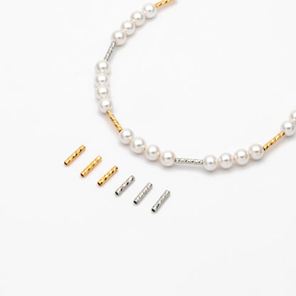 50pcs Gold/ Silver Tube Beads 10x2mm, Gold/ Rhodium plated Brass, Straight Tube Spacers (GB-2699)