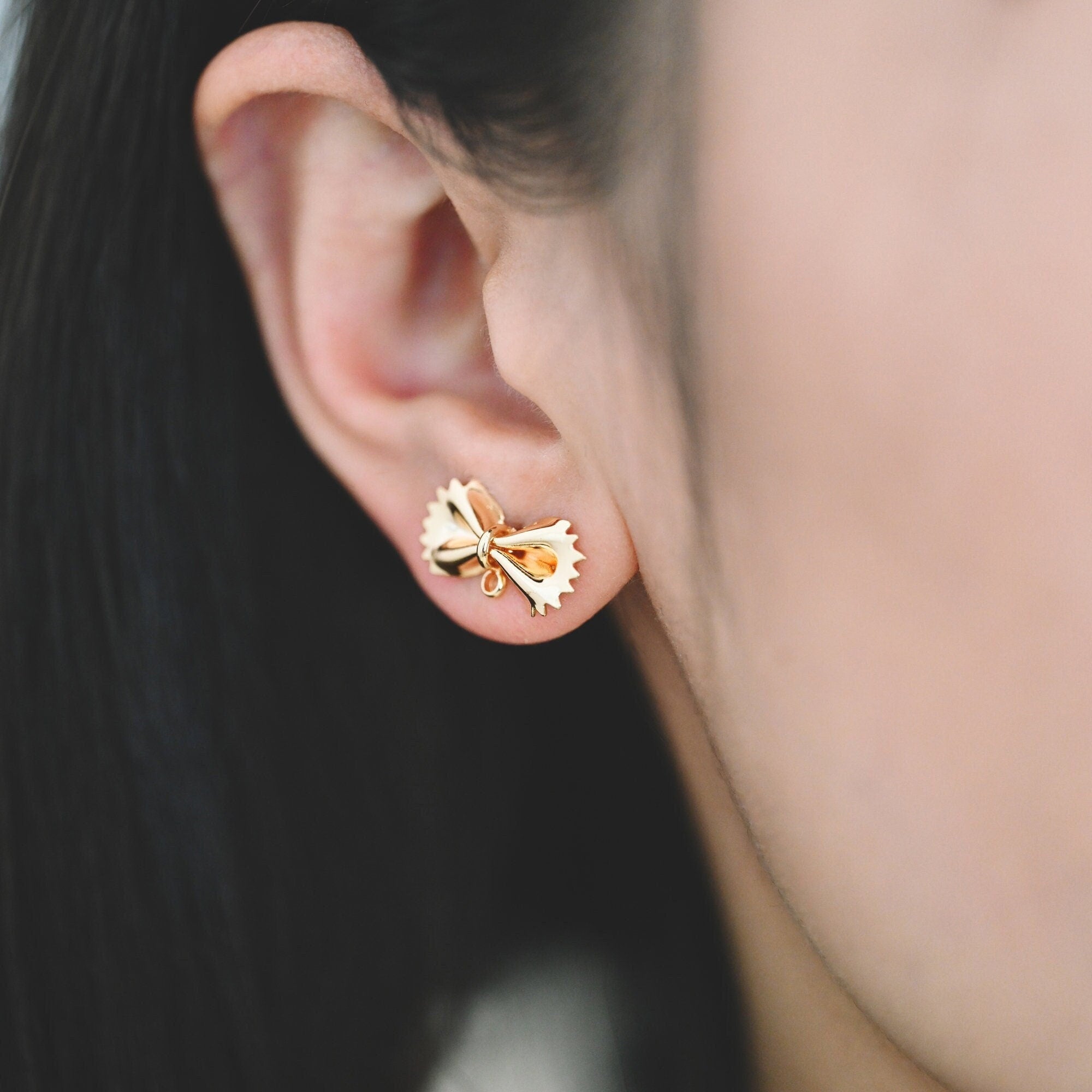 10pcs Gold plated Brass Bow Knot Ear Posts, Bowknot Stud Earrings (GB-1029)