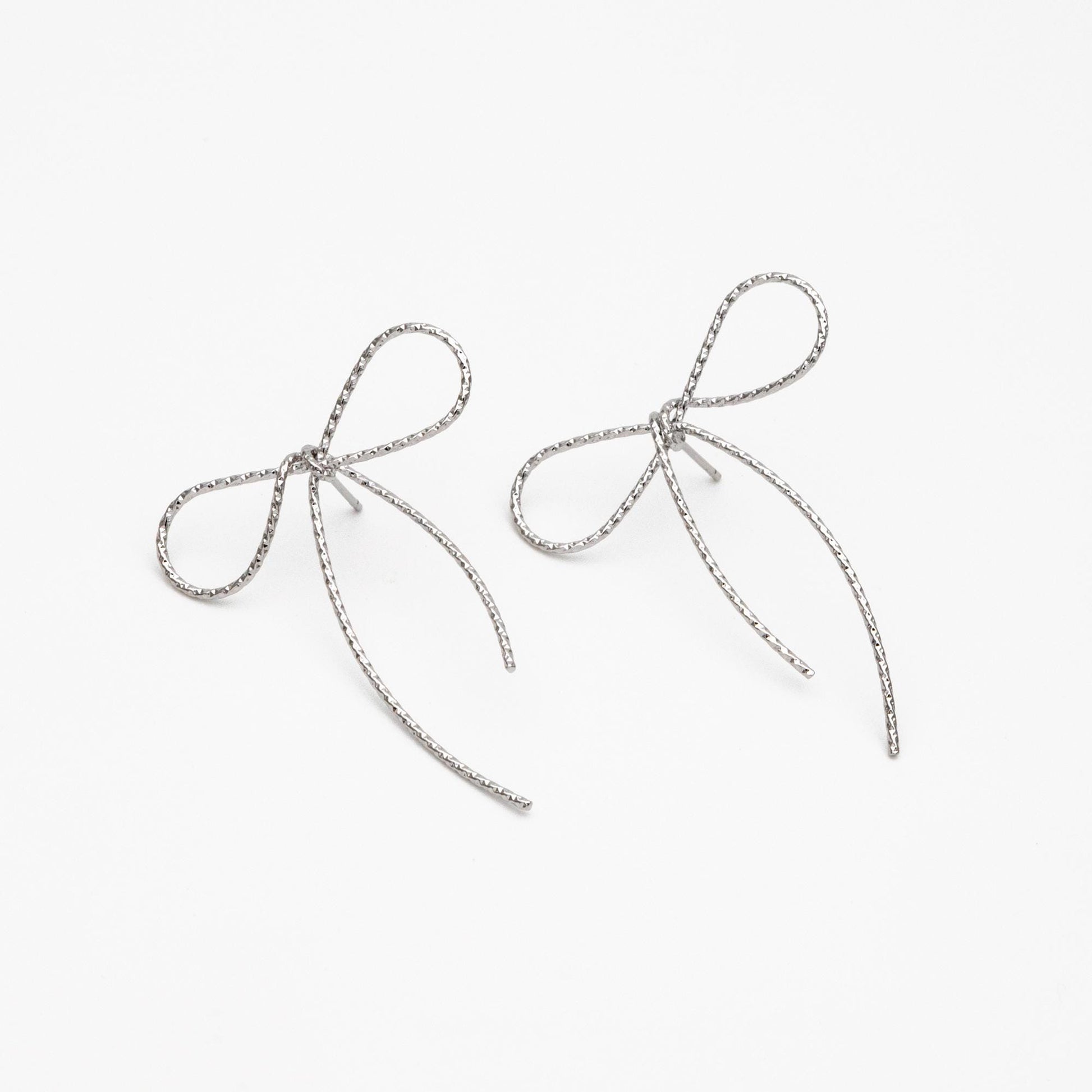 4pcs Gold/ Silver Bowknot Earrings, Gold/ Rhodium plated Brass, Minimalist Earrings, Jewelry Supplies (GB-4310)