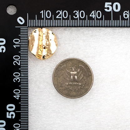 10pcs Gold Tone Waved Round Earrings, Real Gold plated Brass, Geometric Earring Studs (GB-4581)