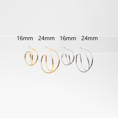 10pcs Geometric Circle Stud Earring, Gold/ Rhodium plated Brass Ear Wire Posts, Circle Size 16/24mm (GB-514)