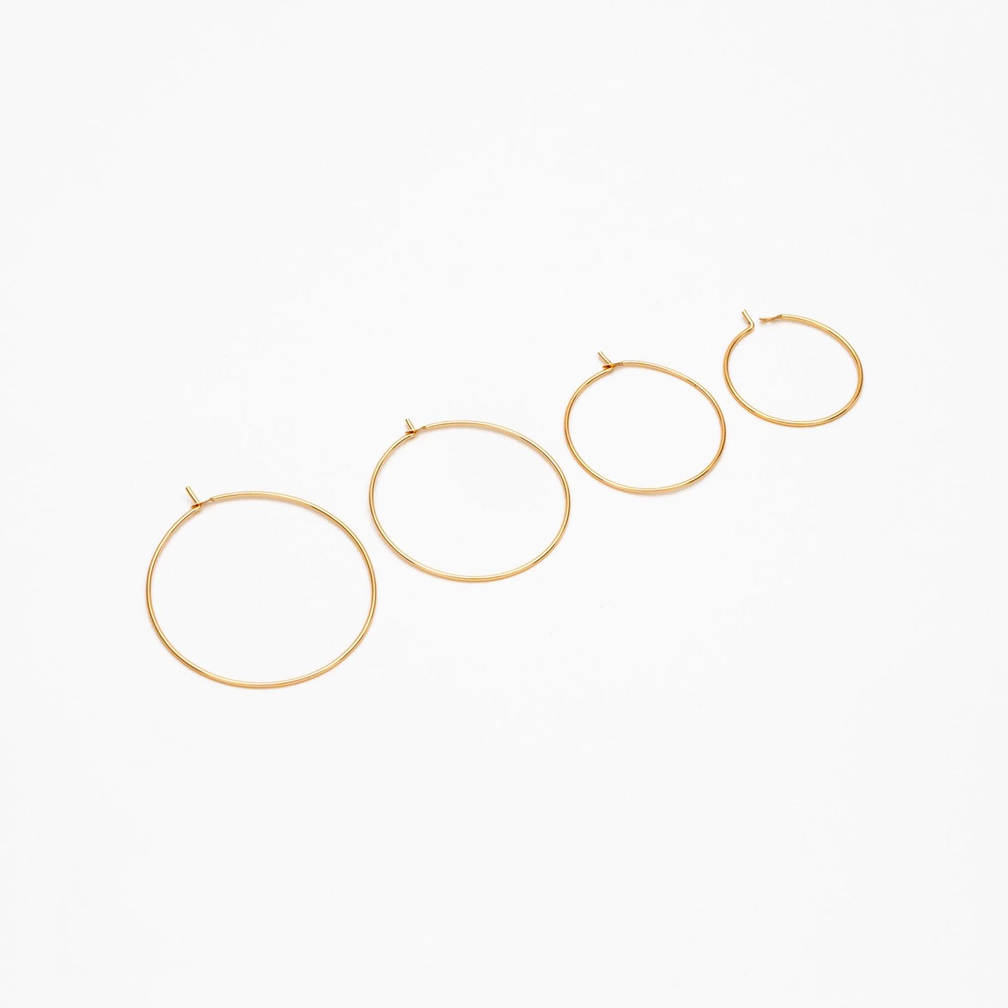 20pcs Gold/ Silver/ Rose Gold Hoop Ear Wire, Gold/ Rhodium/ Rose Gold plated Brass Hoop Earrings, 20/25/ 30/ 35mm by 0.7mm (GB-532)