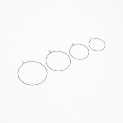 20pcs Gold/ Silver/ Rose Gold Hoop Ear Wire, Gold/ Rhodium/ Rose Gold plated Brass Hoop Earrings, 20/25/ 30/ 35mm by 0.7mm (GB-532)