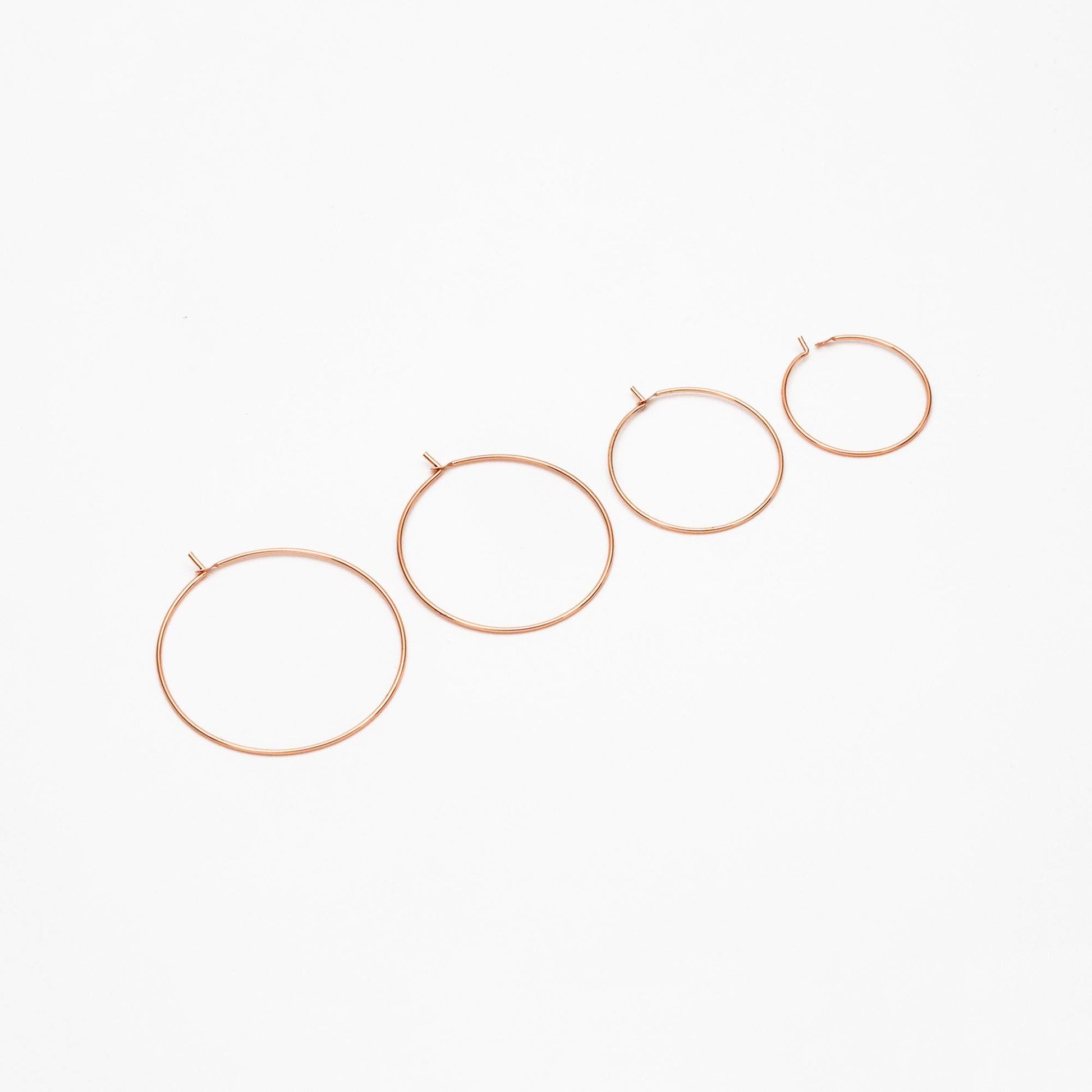 20pcs Gold/ Silver/ Rose Gold Hoop Ear Wire, Gold/ Rhodium/ Rose Gold plated Brass Hoop Earrings, 20/25/ 30/ 35mm by 0.7mm (GB-532)