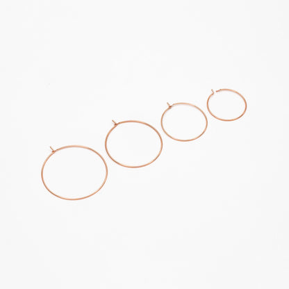 20pcs Gold/ Silver/ Rose Gold Hoop Ear Wire, Gold/ Rhodium/ Rose Gold plated Brass Hoop Earrings, 20/25/ 30/ 35mm by 0.7mm (GB-532)