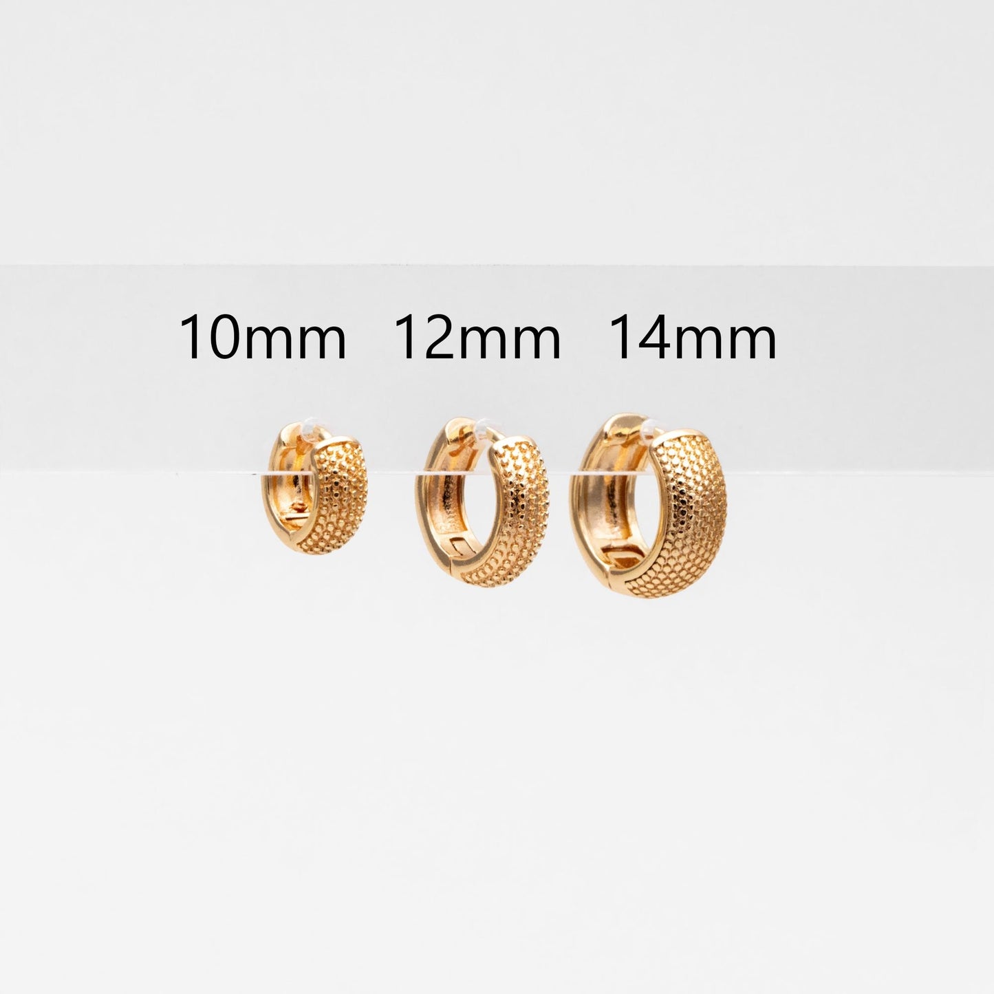 10pcs Gold Hoop Earrings, 10/12/14mm, Gold Huggie Earrings, Small Hoop Earrings, Gold Hoops, Huggies (GB-2199)