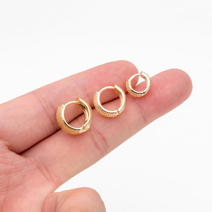 10pcs Gold Hoop Earrings, 10/12/14mm, Gold Huggie Earrings, Small Hoop Earrings, Gold Hoops, Huggies (GB-2199)