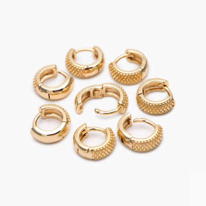 10pcs Gold Hoop Earrings, 10/12/14mm, Gold Huggie Earrings, Small Hoop Earrings, Gold Hoops, Huggies (GB-2199)
