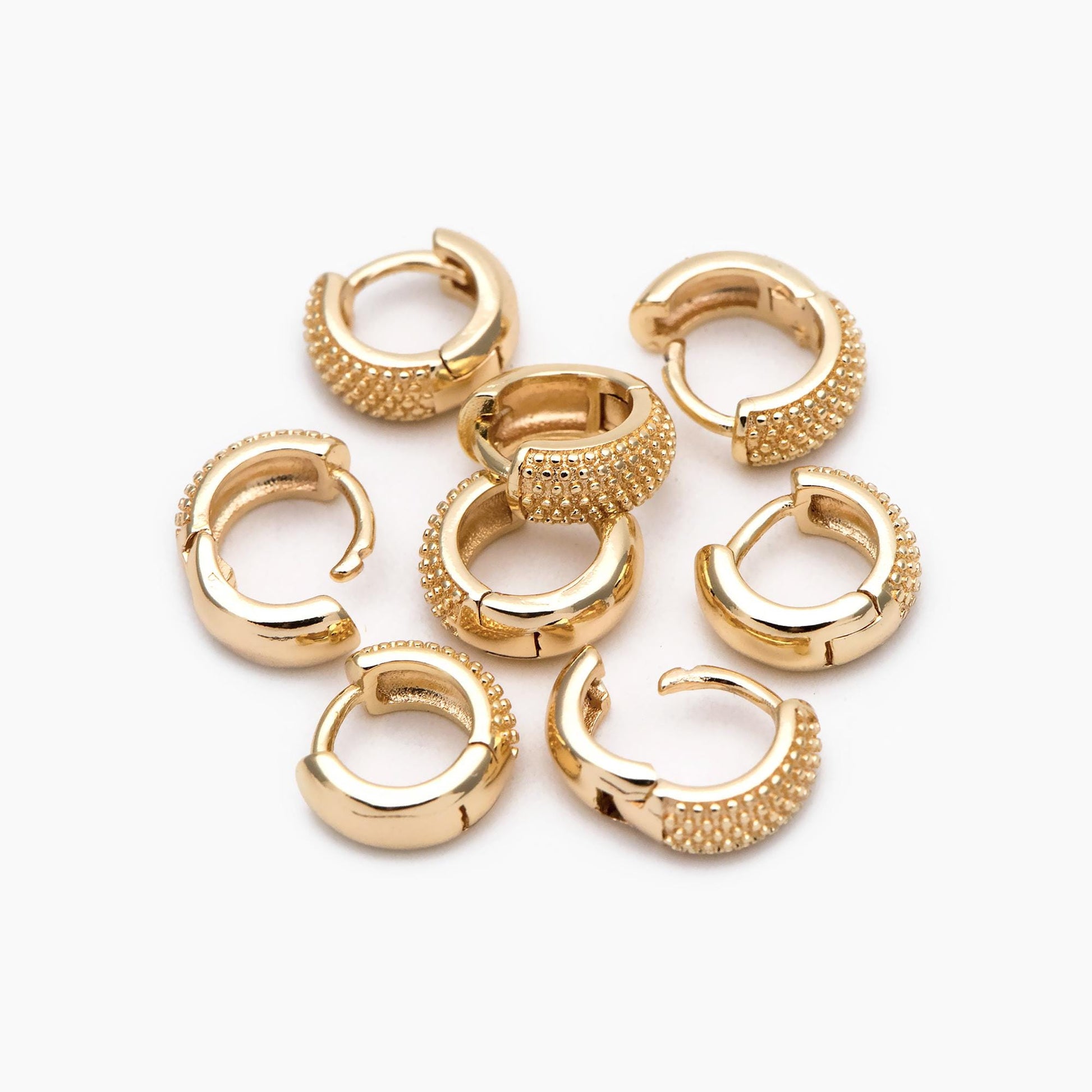 10pcs Gold Hoop Earrings, 10/12/14mm, Gold Huggie Earrings, Small Hoop Earrings, Gold Hoops, Huggies (GB-2199)